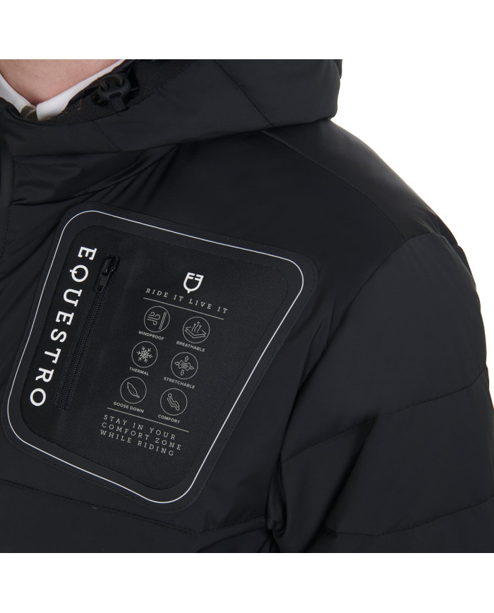 Giacca piumino uomo tessuto elasticizzato con patch siliconica