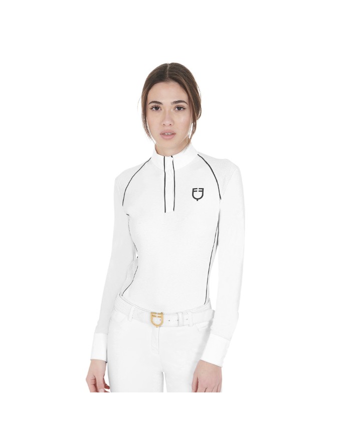 WOMEN S COMPETITION POLO SHIRT LS MESH INSERT