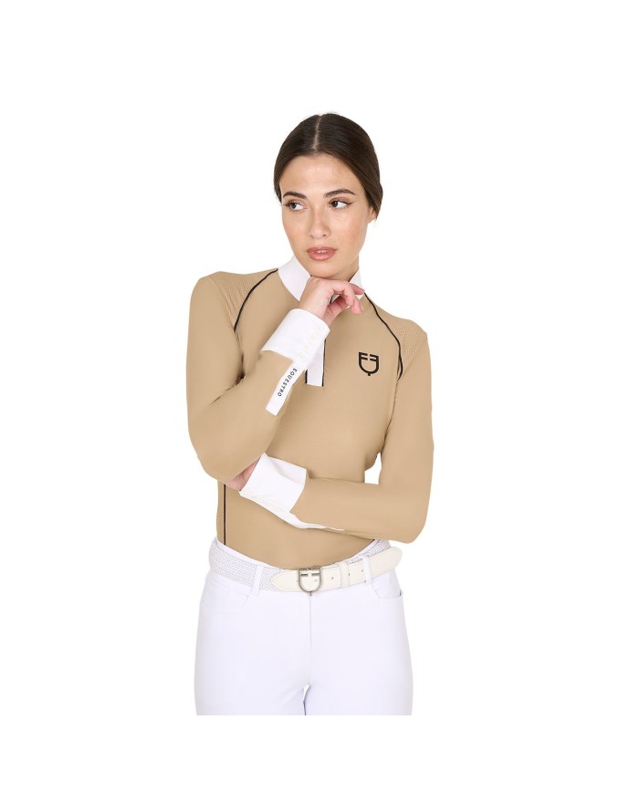 WOMEN S COMPETITION POLO SHIRT LS MESH INSERT