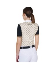 WOMEN S COMPETITION MONOGRAM PRINT POLO SHIRT SS ZIP