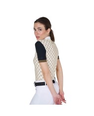 WOMEN S COMPETITION MONOGRAM PRINT POLO SHIRT SS ZIP