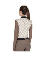 WOMEN S TRAINING MONOGRAM PRINT POLO SHIRT LS ZIP