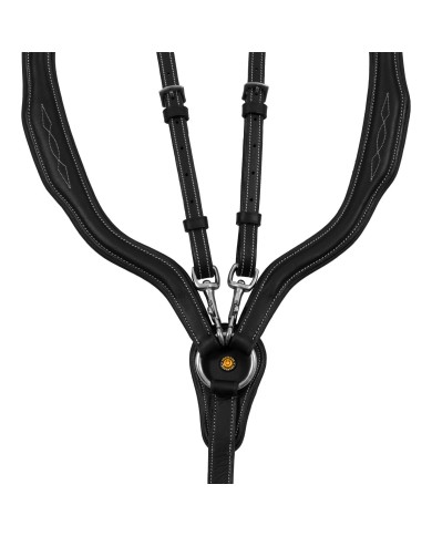 SOFT LEATHER SHAPED FANCY STITCHED BREASTPLATE WITH REMOVABLE MARTINGALE