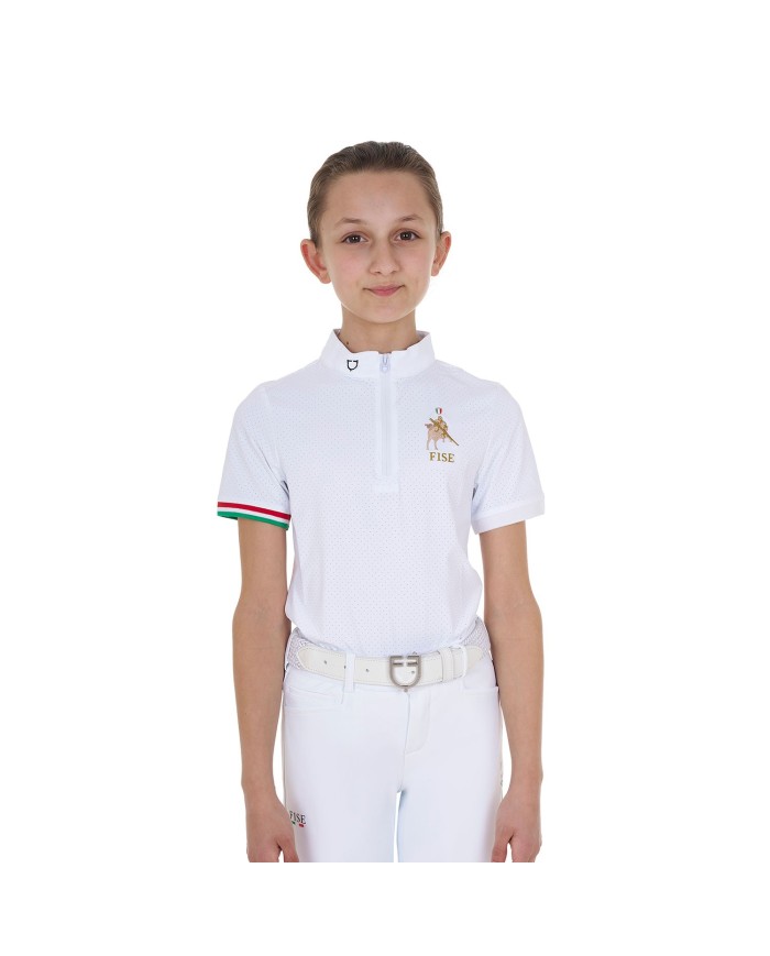 GIRL S COMPETITION POLO ZIP SS FLAG EQUESTROxFISE
