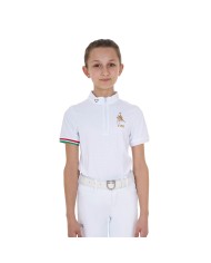 GIRL S COMPETITION POLO ZIP SS FLAG EQUESTROxFISE
