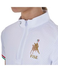 GIRL S COMPETITION POLO ZIP SS FLAG EQUESTROxFISE