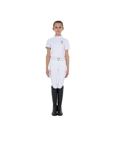 GIRL S COMPETITION POLO ZIP SS FLAG EQUESTROxFISE