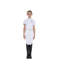 GIRL S COMPETITION POLO ZIP SS FLAG EQUESTROxFISE