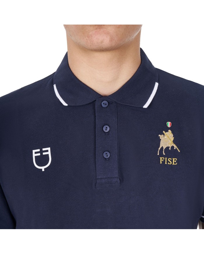 MEN S COTTON PIQUET POLO SHIRT SS BUTTONS EQUESTROxFISE