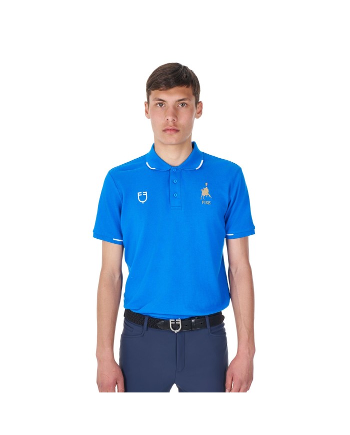 MEN S COTTON PIQUET POLO SHIRT SS BUTTONS EQUESTROxFISE