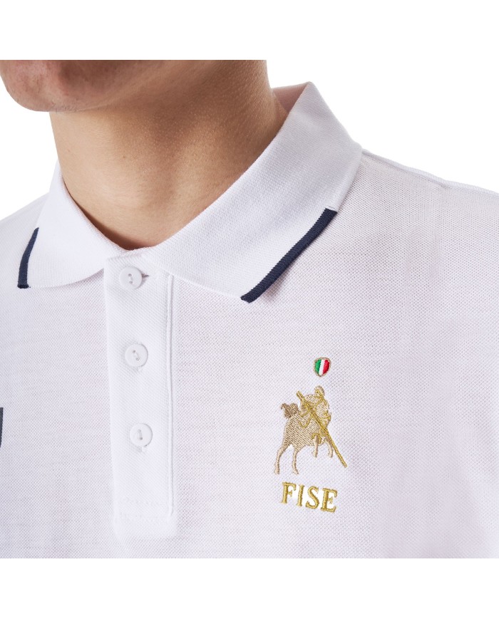MEN S COTTON PIQUET POLO SHIRT SS BUTTONS EQUESTROxFISE
