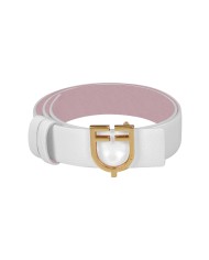 CINTURA IN CUOIO LISCIO DOUBLE FACE CON FIBBIA LOGO