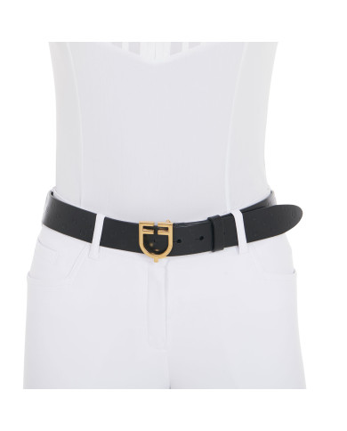 Cintura in cuoio logato con logo a fibbia Cintura in cuoio logato con logo a fibbia