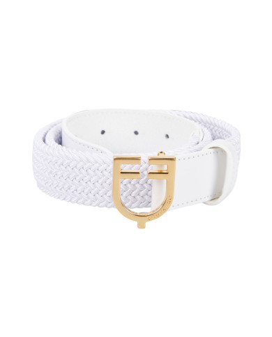 Cintura in cuoio con elastico e logo a fibbia Cintura in cuoio con elastico e logo a fibbia