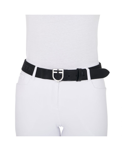 Cintura in cuoio con elastico e scritta Cintura in cuoio con elastico e scritta