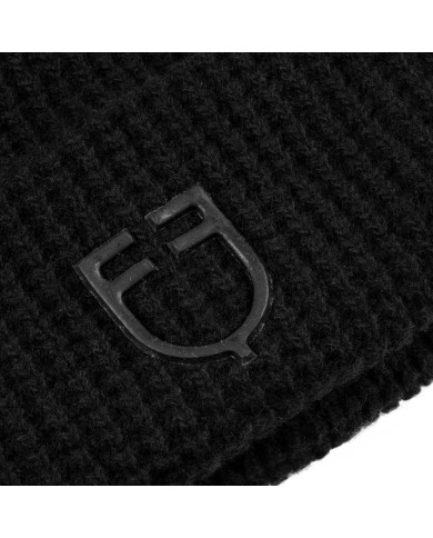 Cuffia unisex lana a costine con logo Cuffia unisex lana a costine con logo