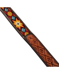UNISEX WESTERN BEADED BELT AND BRASS BUCKLE