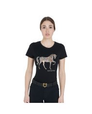 T-shirt donna slim fit con silhouette cavallo floreale