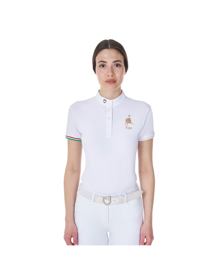 WOMEN S COMPETITION POLO SS FLAG BUTTONS EQUESTROxFISE