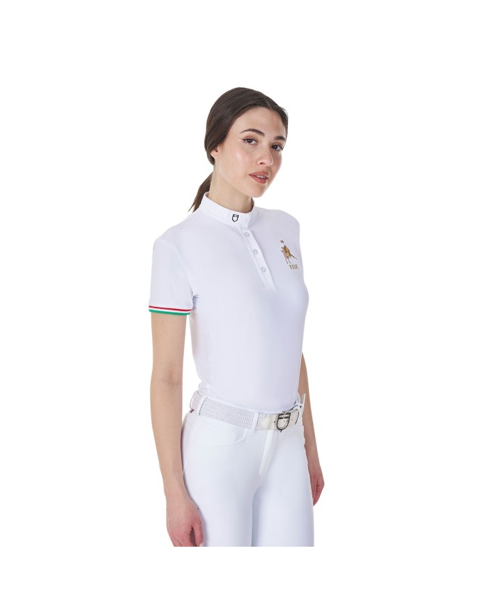 WOMEN S COMPETITION POLO SS FLAG BUTTONS EQUESTROxFISE