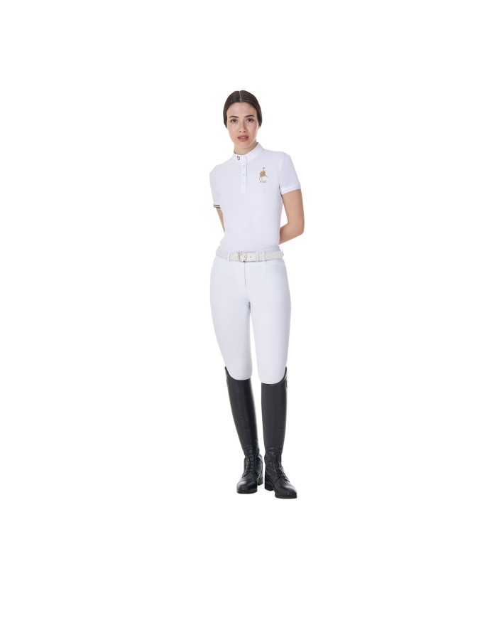 WOMEN S COMPETITION POLO SS FLAG BUTTONS EQUESTROxFISE