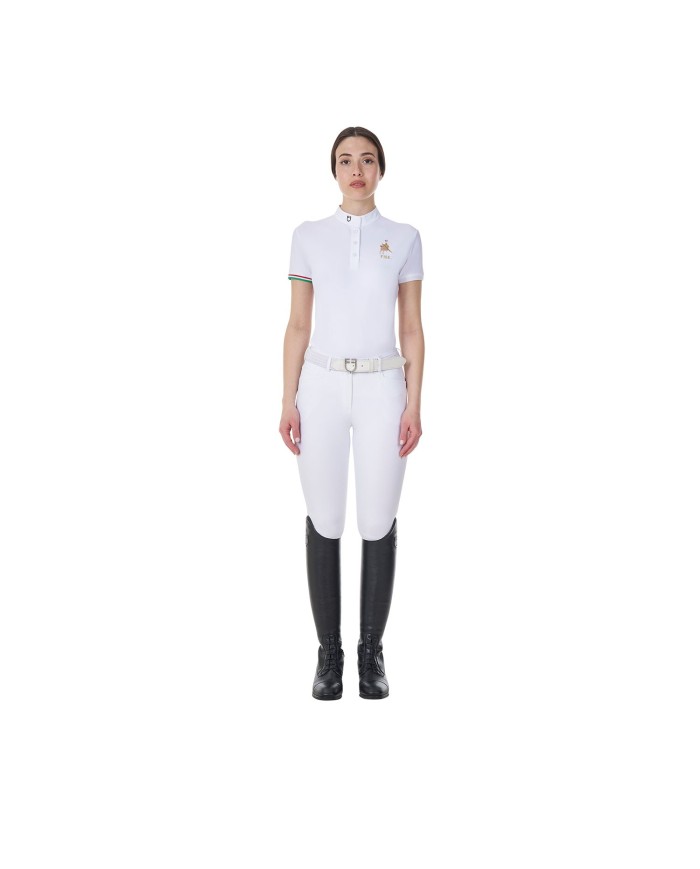 WOMEN S COMPETITION POLO SS FLAG BUTTONS EQUESTROxFISE