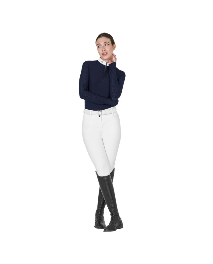 WOMEN S TULLE STRETCH COMPETITION POLO SHIRT LS ZIP