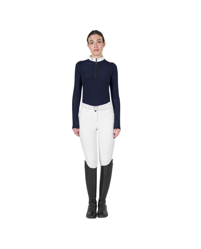 WOMEN S TULLE STRETCH COMPETITION POLO SHIRT LS ZIP