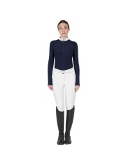 WOMEN S TULLE STRETCH COMPETITION POLO SHIRT LS ZIP