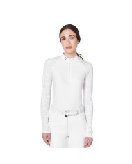 WOMEN S TULLE STRETCH COMPETITION POLO SHIRT LS ZIP