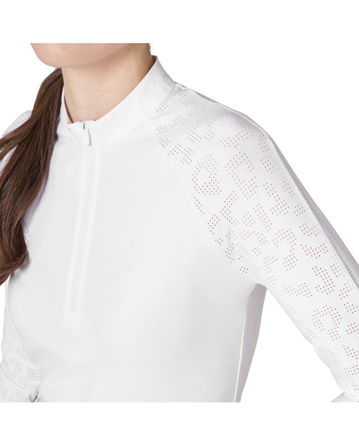 WOMEN S TULLE STRETCH COMPETITION POLO SHIRT LS ZIP