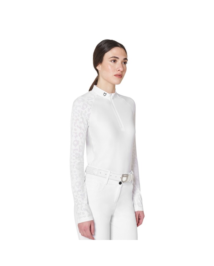 WOMEN S TULLE STRETCH COMPETITION POLO SHIRT LS ZIP