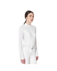 WOMEN S TULLE STRETCH COMPETITION POLO SHIRT LS ZIP