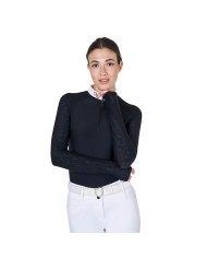 WOMEN S TULLE STRETCH COMPETITION POLO SHIRT LS ZIP