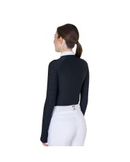 WOMEN S TULLE STRETCH COMPETITION POLO SHIRT LS ZIP