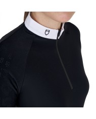 WOMEN S TULLE STRETCH COMPETITION POLO SHIRT LS ZIP