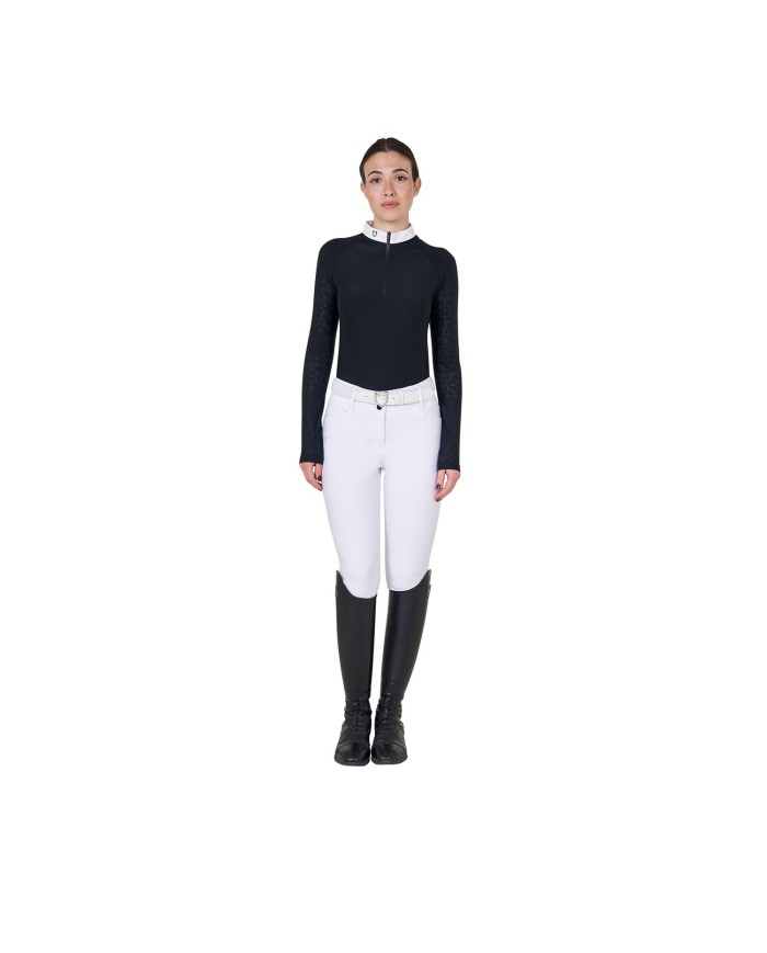 WOMEN S TULLE STRETCH COMPETITION POLO SHIRT LS ZIP