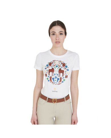 T-shirt donna slim fit con stampa scuderia