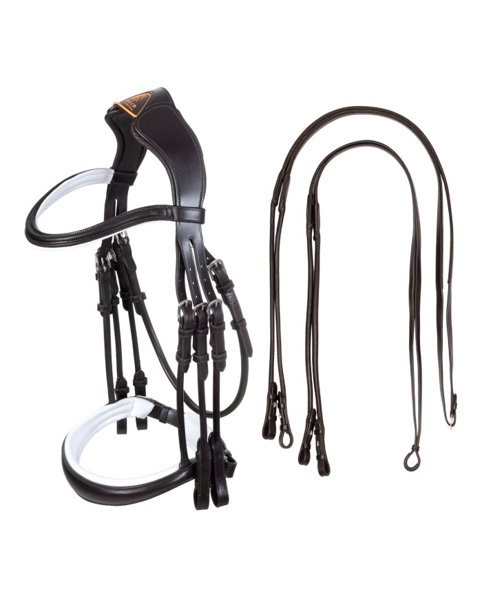 GIOCONDA ROLLED LEATHER DOUBLE REINS BRIDLE