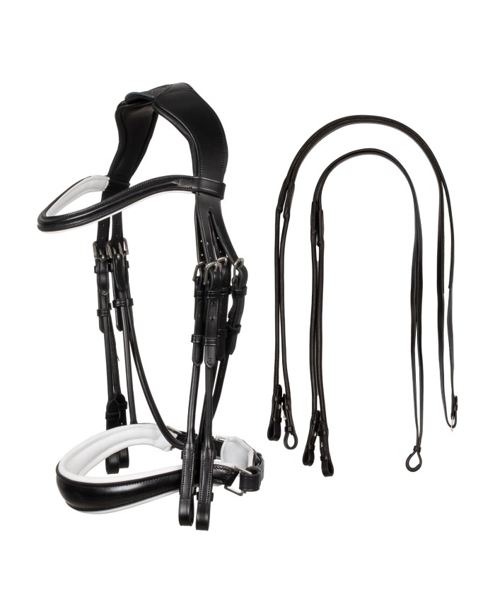 GIOCONDA ROLLED LEATHER DOUBLE REINS BRIDLE