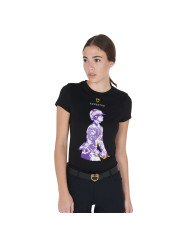 T-shirt donna slim fit con stampa cavaliere