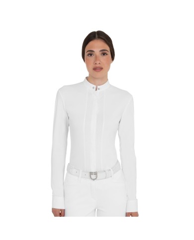WOMEN S MICROMESH INSERT SNAP BUTTONS COMPETITION POLO SHIRT LS