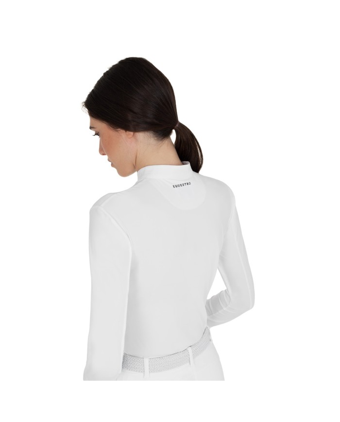 WOMEN S MICROMESH INSERT SNAP BUTTONS COMPETITION POLO SHIRT LS