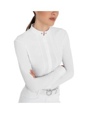 WOMEN S MICROMESH INSERT SNAP BUTTONS COMPETITION POLO SHIRT LS