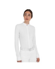 WOMEN S MICROMESH INSERT SNAP BUTTONS COMPETITION POLO SHIRT LS