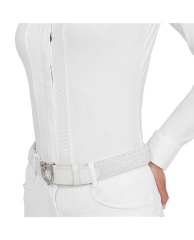 WOMEN S MICROMESH INSERT SNAP BUTTONS COMPETITION POLO SHIRT LS