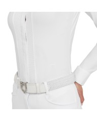WOMEN S MICROMESH INSERT SNAP BUTTONS COMPETITION POLO SHIRT LS