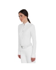 WOMEN S MICROMESH INSERT SNAP BUTTONS COMPETITION POLO SHIRT LS