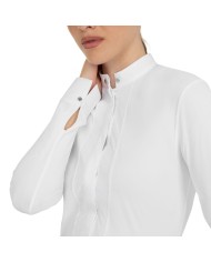 WOMEN S MICROMESH INSERT SNAP BUTTONS COMPETITION POLO SHIRT LS