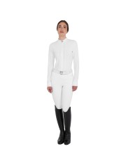 WOMEN S MICROMESH INSERT SNAP BUTTONS COMPETITION POLO SHIRT LS
